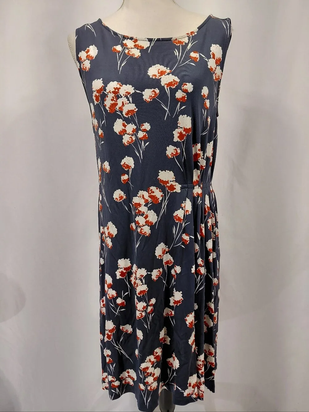 Tory Burch Navy Blue Cherry Blossom Rayon Dress